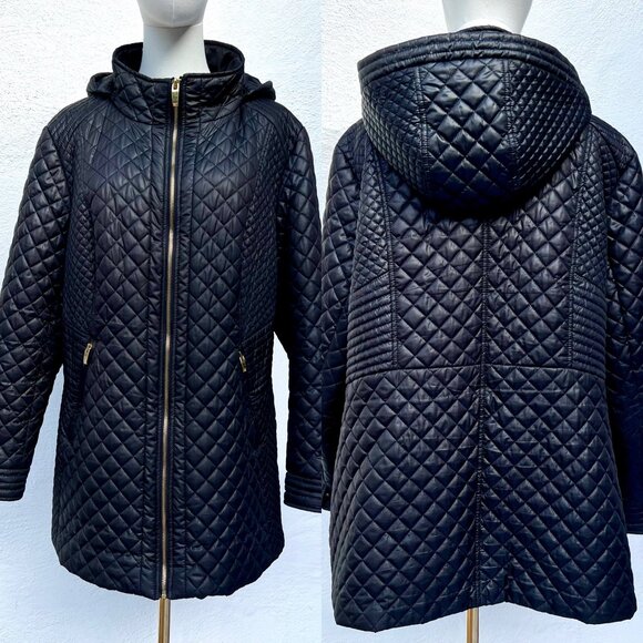 Via Spiga Zig Zag Quilted Cargo Utility Jacket Coat Hooded Size 1X / Minimalist - Picture 1 of 16